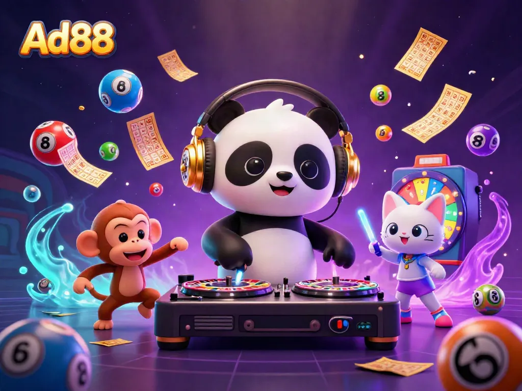 Experience thrilling gaming moments at Ad88 with energetic characters celebrating in a vibrant casino scene.