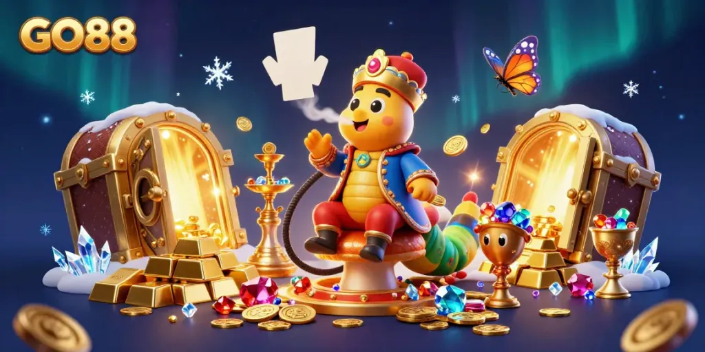 Engage in thrilling gameplay at GO88, where a whimsical caterpillar masterfully blends game elements into a dazzling experience.