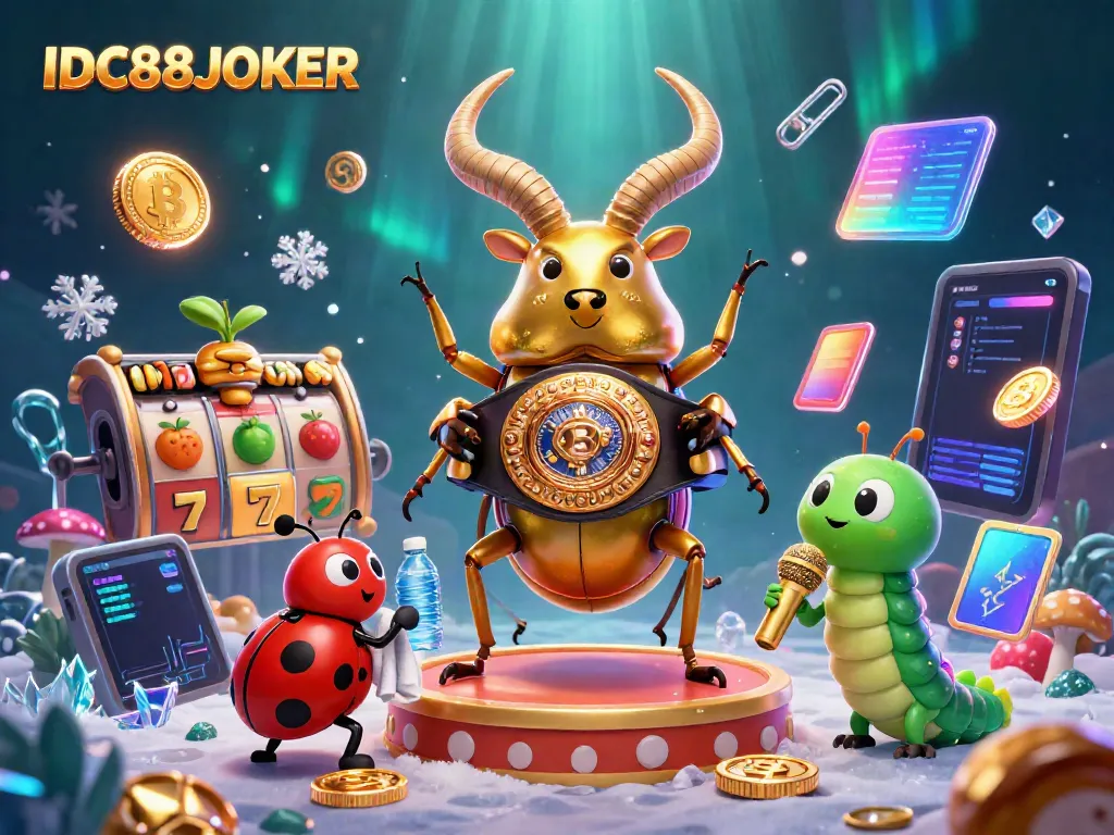 Experience thrilling gameplay with IDC88JOKER in a vibrant 3D casino illustration showcasing exciting slot elements.
