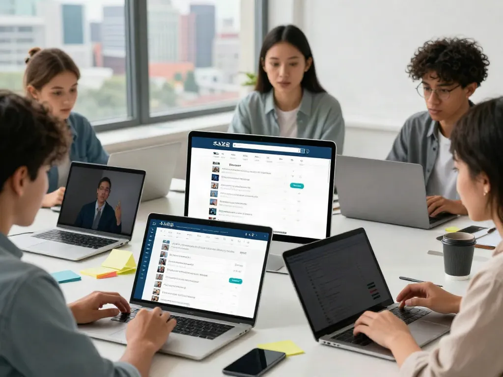 Users engaging with an interactive 주소모음 platform in a collaborative workspace.