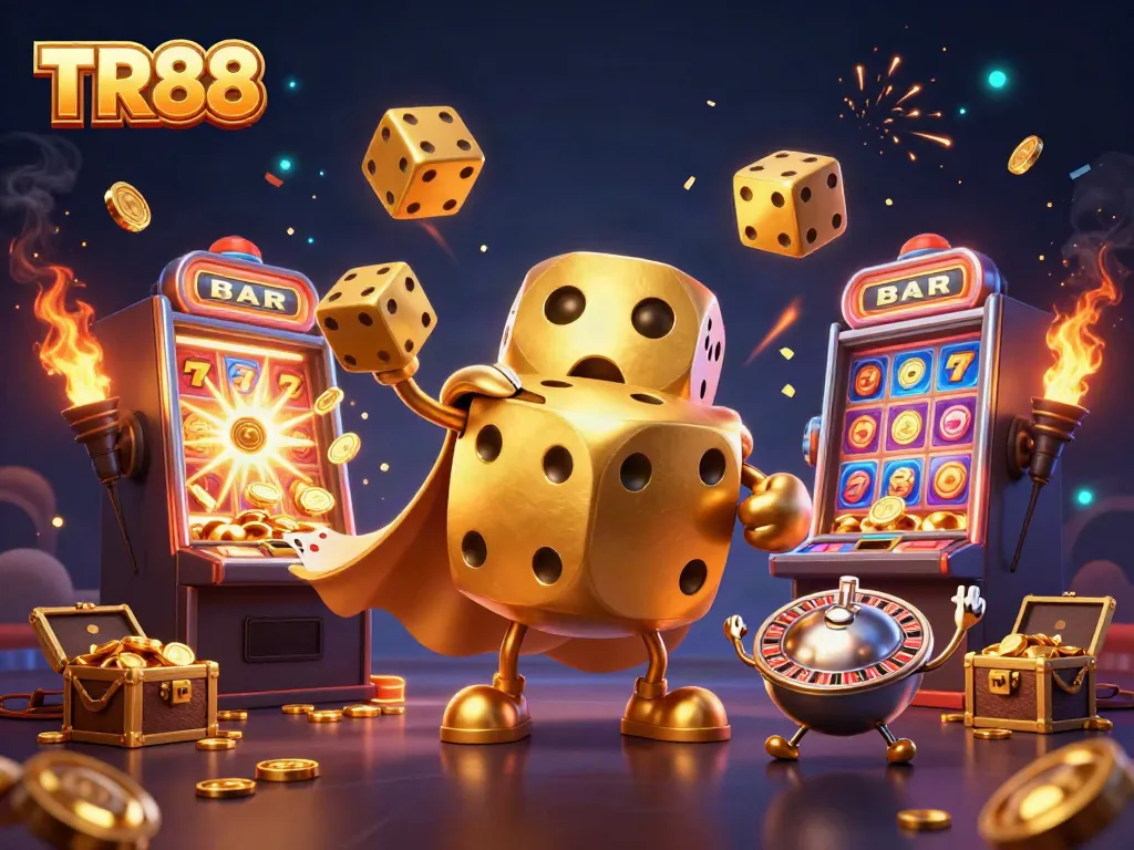 Engage in thrilling wins with TR88's colorful jackpot scene full of dynamic casino elements.