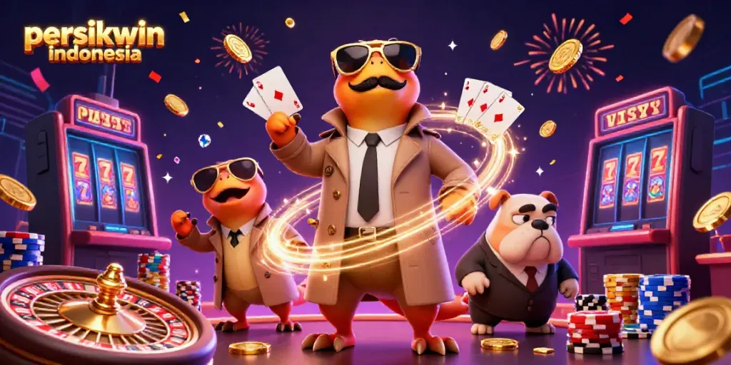 Gambarkan persikwin indonesia dengan tiga raptor lucu di dalam jas menipu untuk masuk ke lounge kasino VIP.